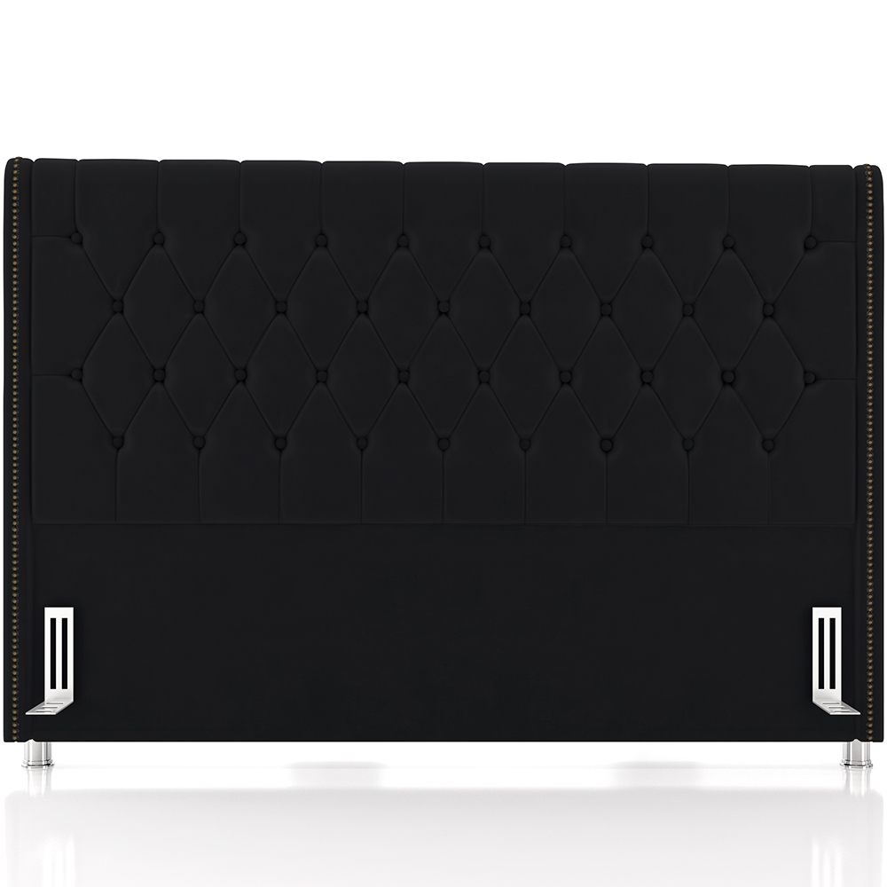 Cabeceira Cama Box Casal 140cm Estofada Frizza P05 Veludo Preto - Lyam Decor