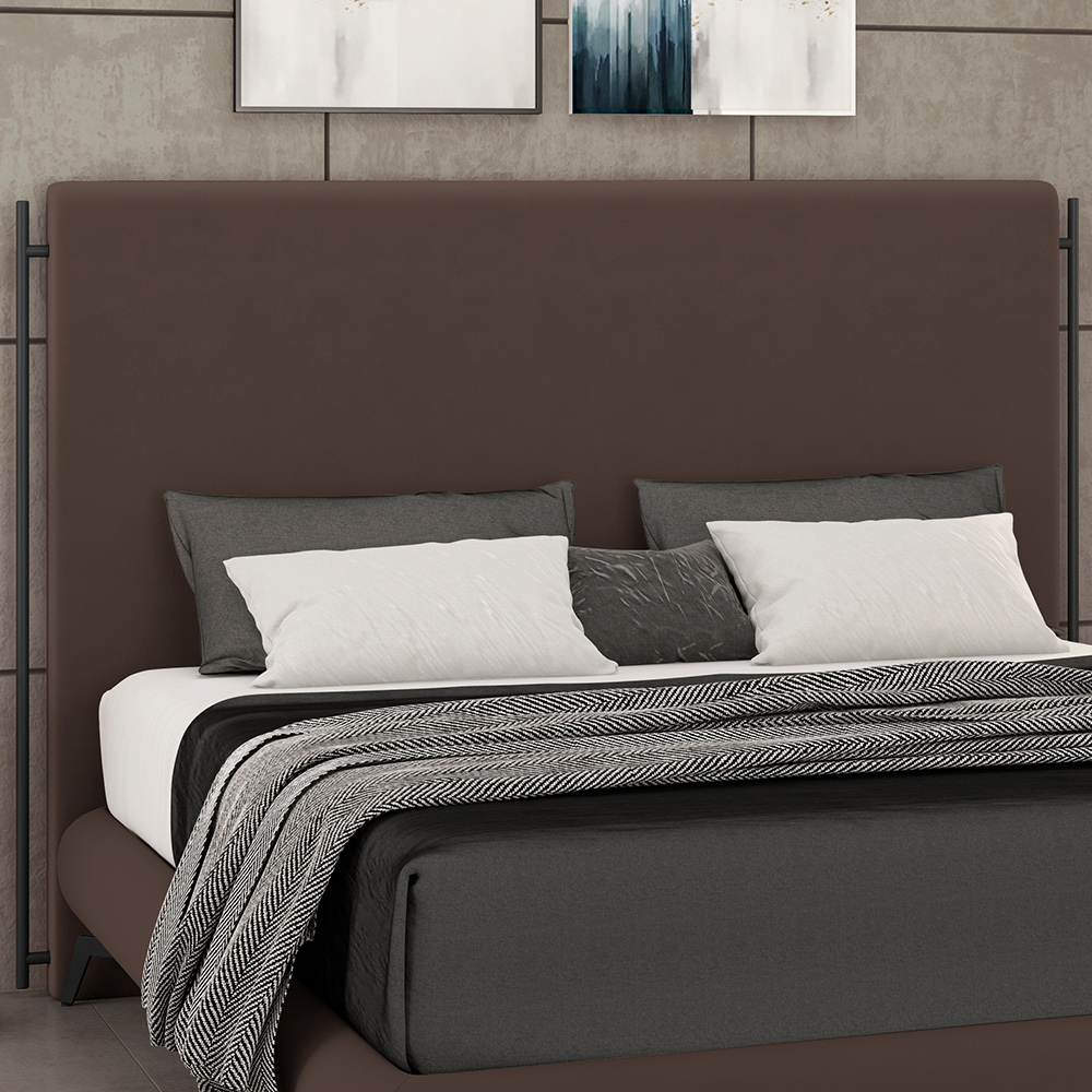 Cabeceira Cama Box Casal 140cm Estofada Goya P05 Veludo Marrom - Lyam Decor