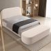 Cabeceira Cama Box Casal 140cm Lanna com Puff Recamier Doha W01 Suede Bege - Lyam Decor