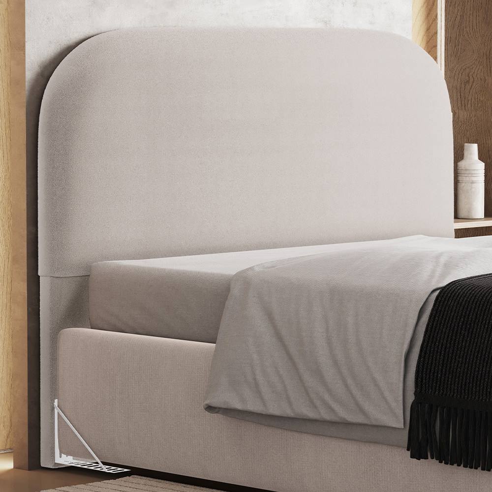 Cabeceira Cama Box Casal 140cm Orgânica Lanna W01 Bouclê Creme - Lyam Decor