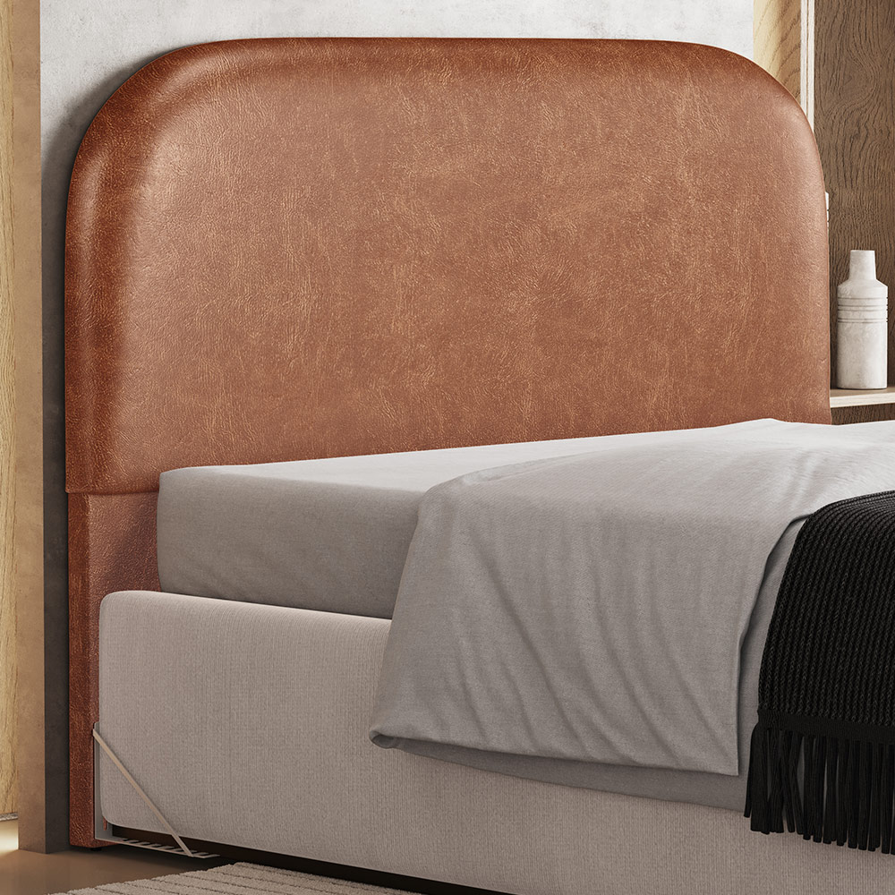Cabeceira Cama Box Casal 140cm Orgânica Lanna W01 Couríssimo Camel - Lyam Decor