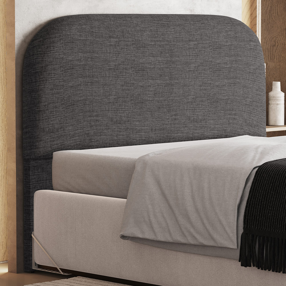 Cabeceira Cama Box Casal 140cm Orgânica Lanna W01 Linho Cinza Escuro - Lyam Decor