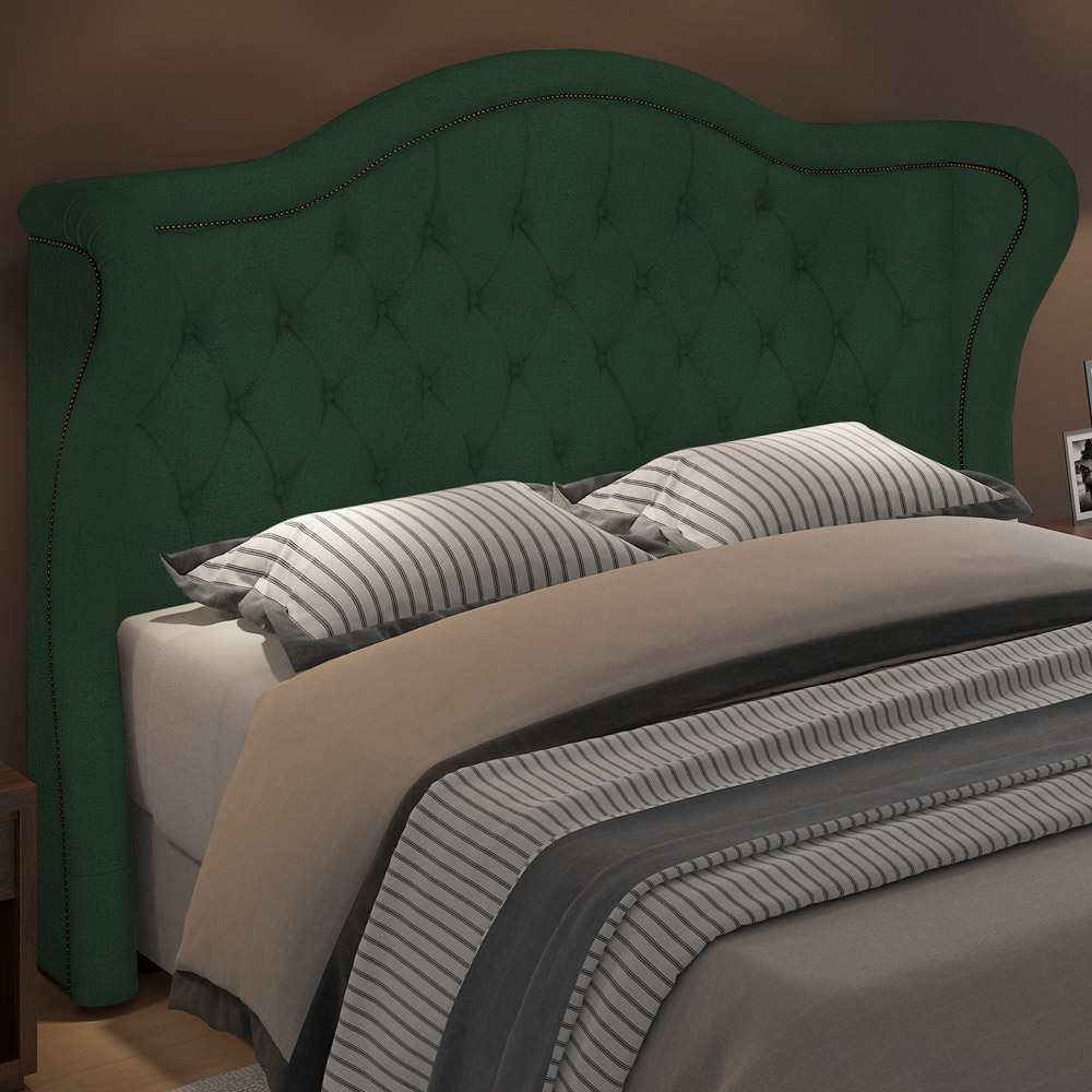 Cabeceira Cama Box Casal 195 cm P05 Lisboa Bouclê Verde - Lyam Decor