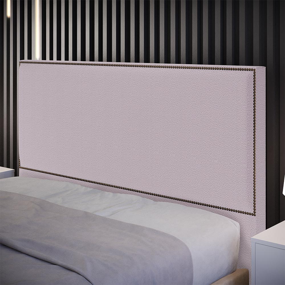 Cabeceira Cama Box Casal Com Tachas 140 cm Vicenza L02 Bouclê Rosê - Lyam Decor