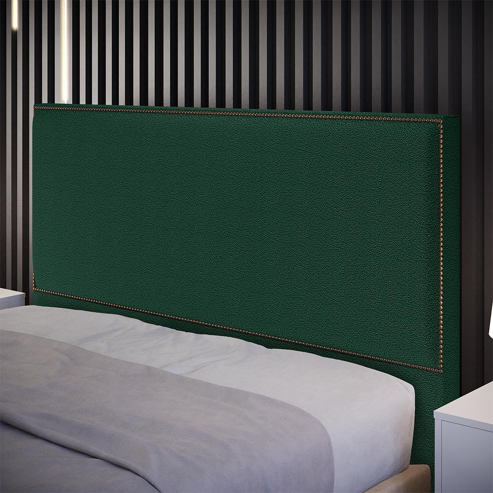Cabeceira Cama Box Casal Com Tachas 140 cm Vicenza L02 Bouclê Verde - Lyam Decor