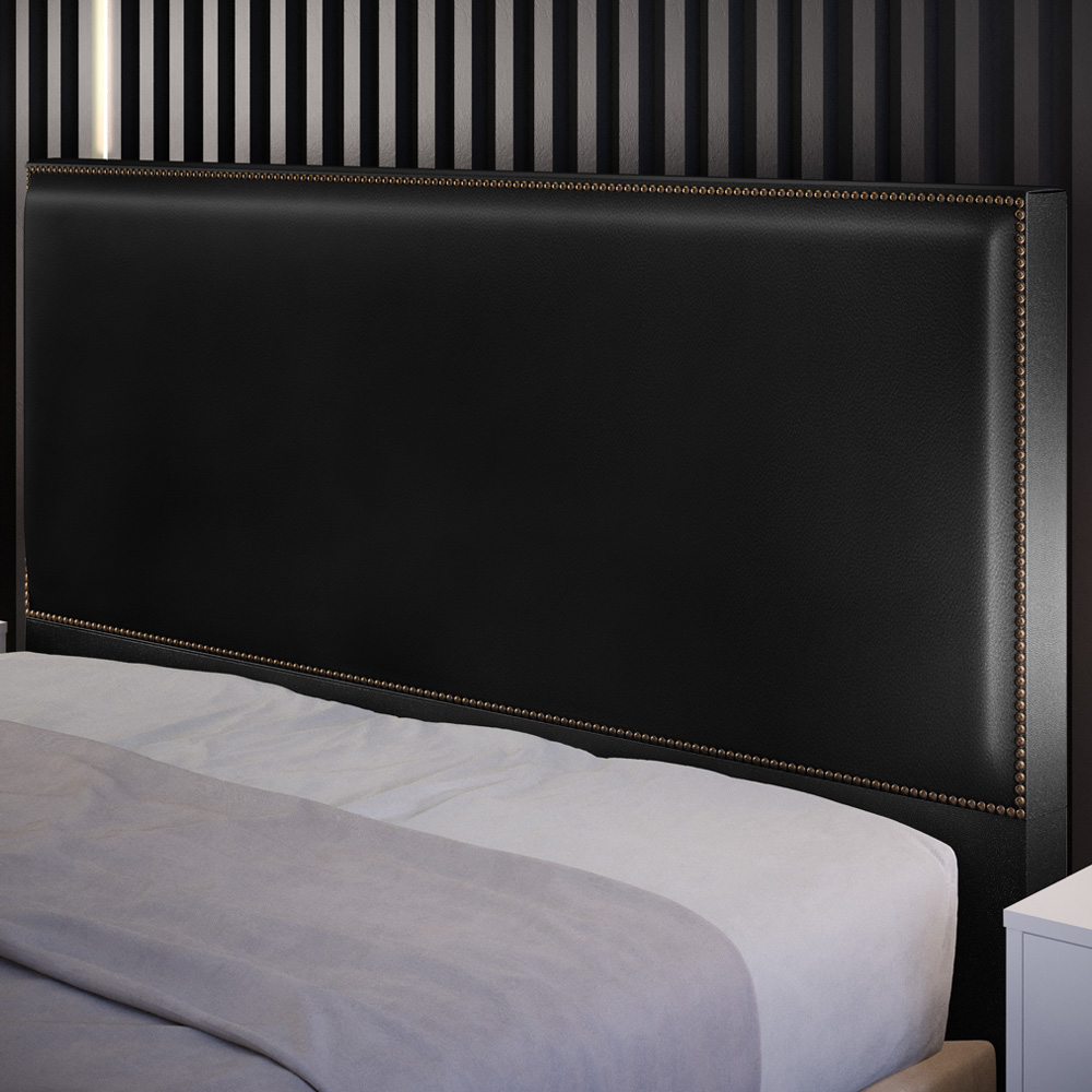 Cabeceira Cama Box Casal Com Tachas 140 cm Vicenza L02 Couríssimo Preto - Lyam Decor