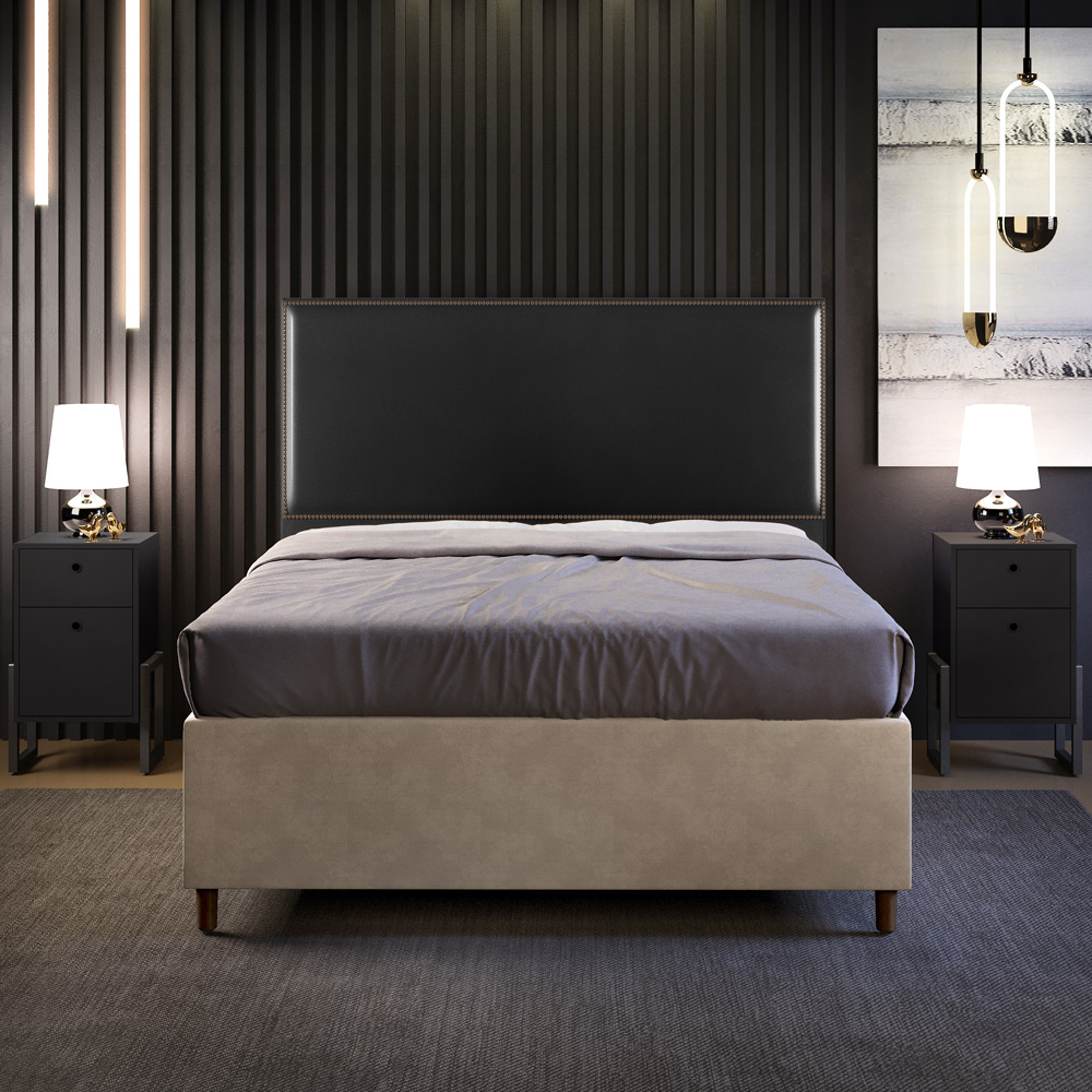 Cabeceira Cama Box Casal Com Tachas 140 cm Vicenza L02 Couríssimo Preto - Lyam Decor