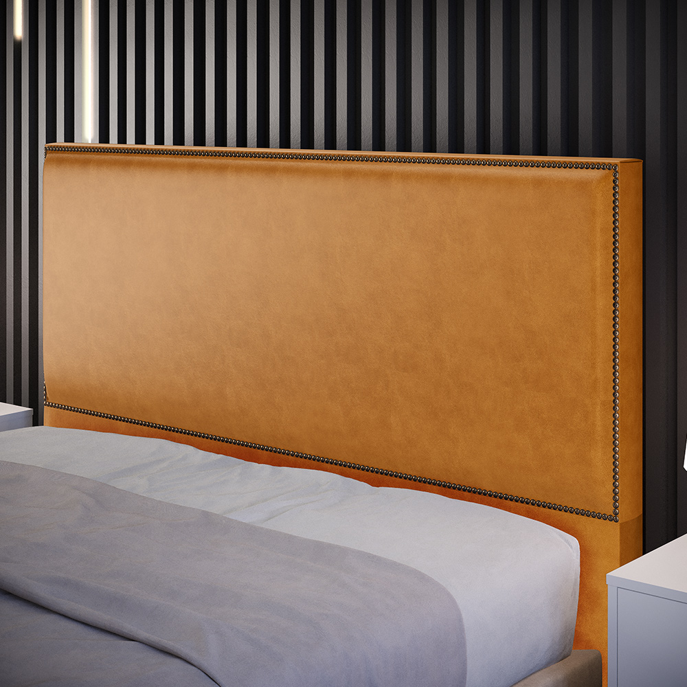 Cabeceira Cama Box Casal Com Tachas 140 cm Vicenza L02 Couríssimo Whisky - Lyam Decor