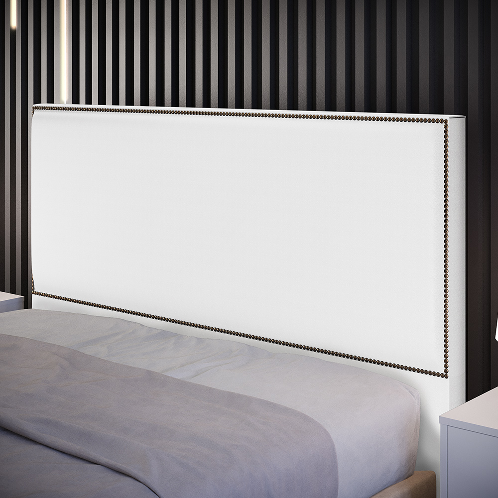 Cabeceira Cama Box Casal Com Tachas 140 cm Vicenza L02 Facto Branco - Lyam Decor