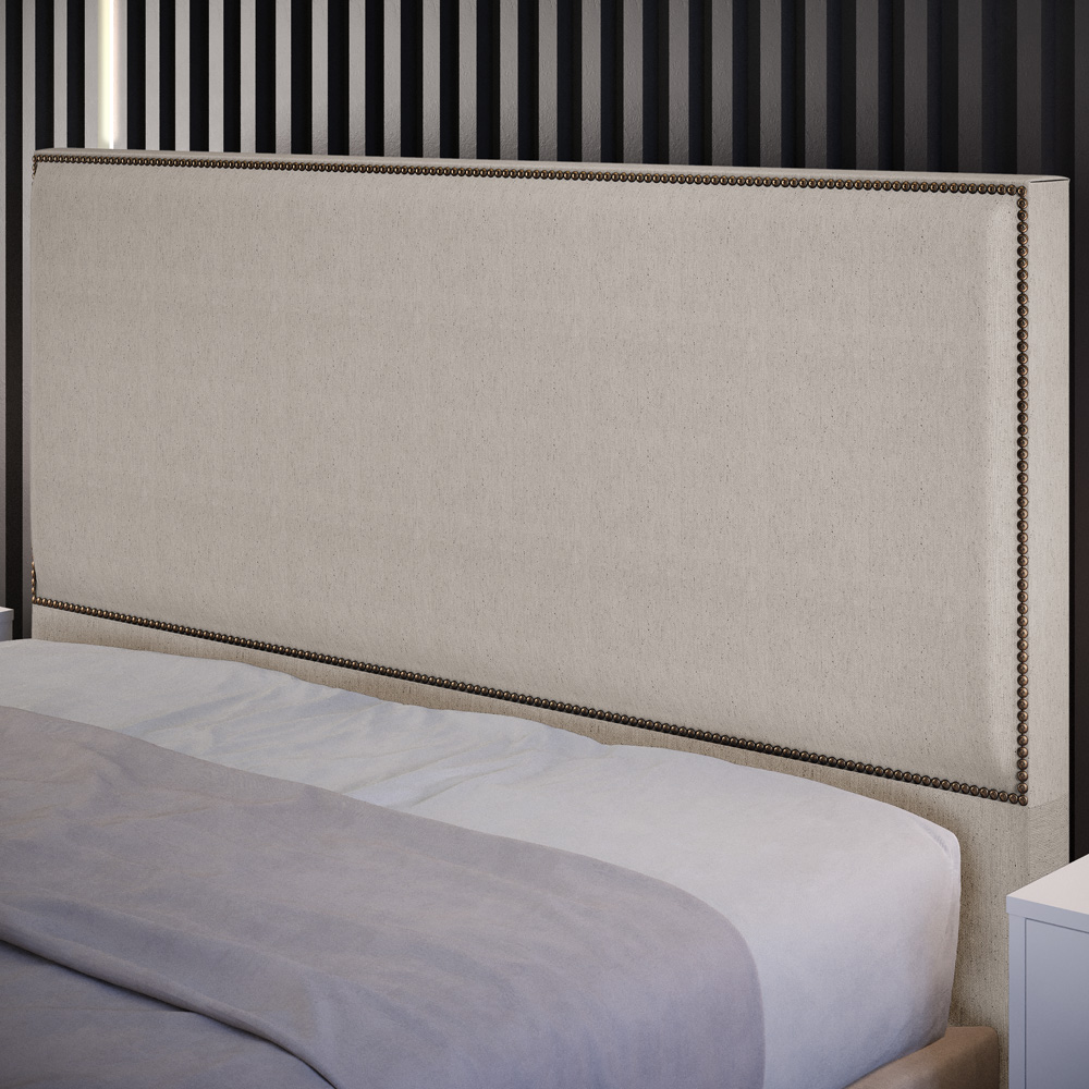 Cabeceira Cama Box Casal Com Tachas 140 cm Vicenza L02 Linho Bege - Lyam Decor