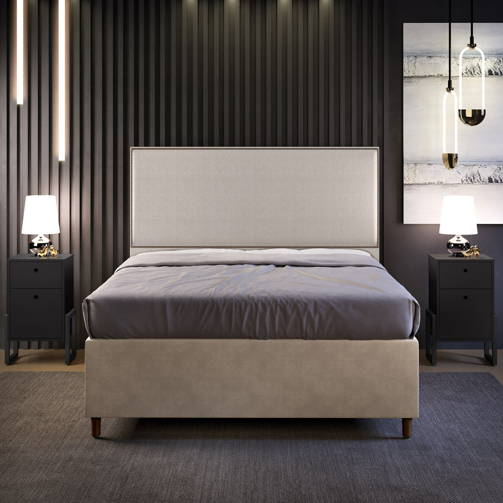 Cabeceira Cama Box Casal Com Tachas 140 cm Vicenza L02 Linho Bege - Lyam Decor