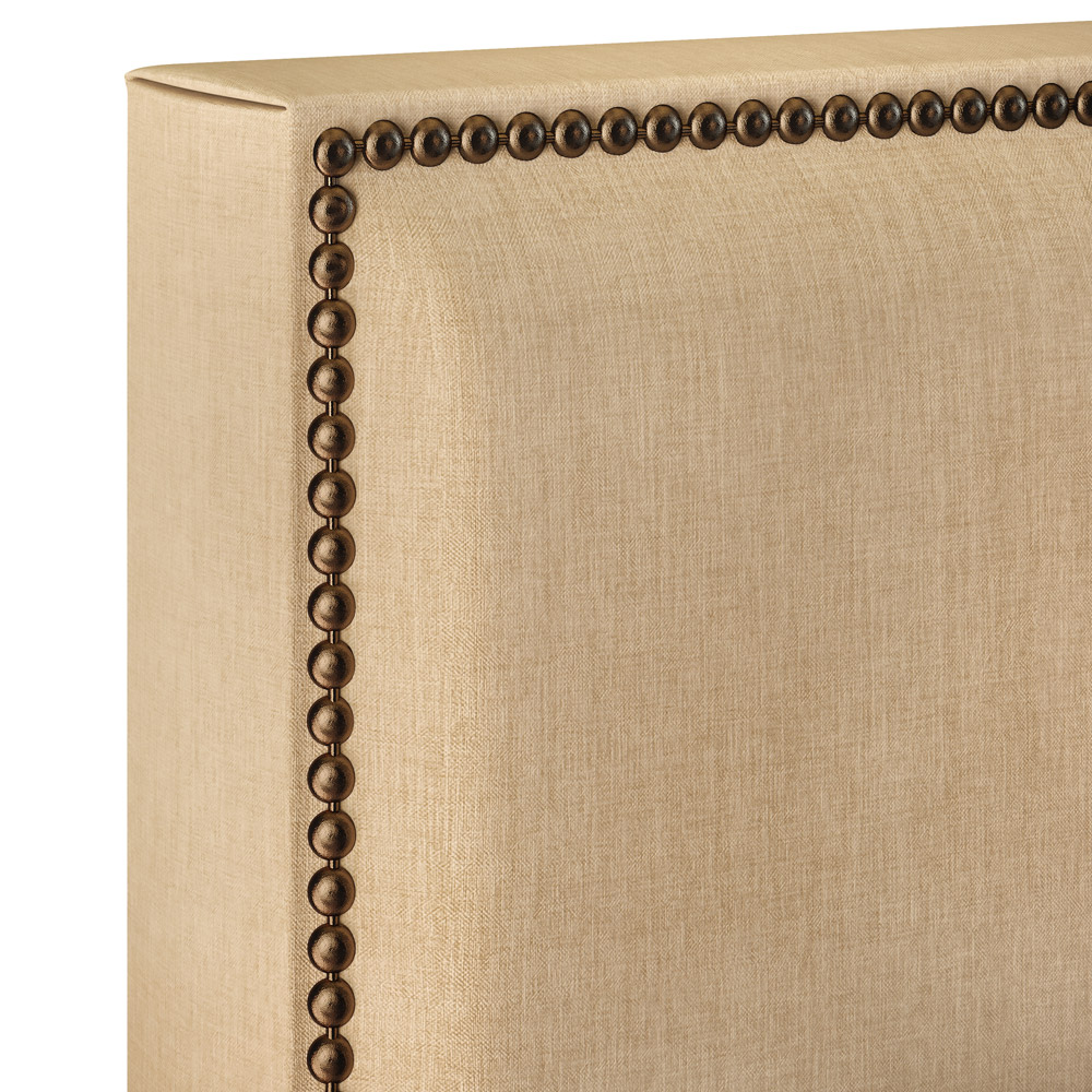 Cabeceira Cama Box Casal Com Tachas 140 cm Vicenza L02 Linho Bege Escuro - Lyam Decor