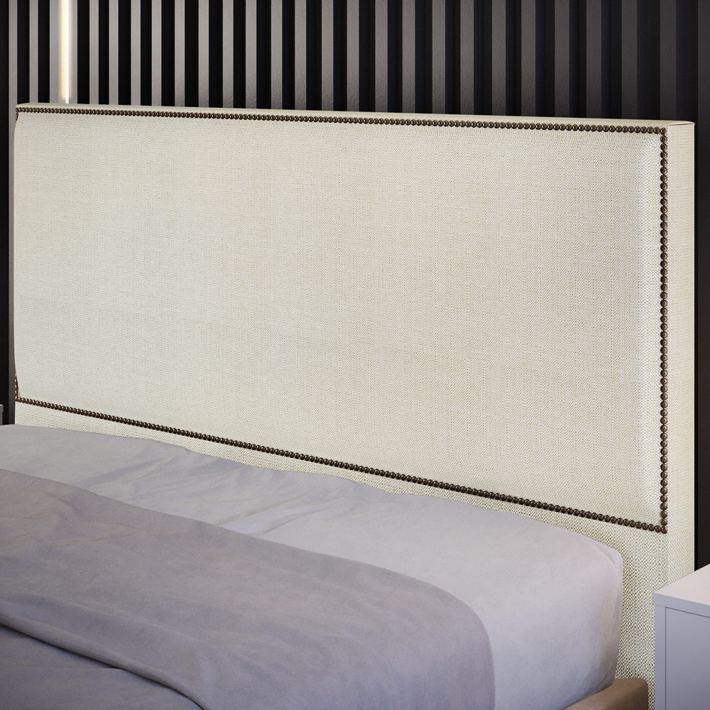 Cabeceira Cama Box Casal Com Tachas 140 cm Vicenza L02 Linho Champagne - Lyam Decor