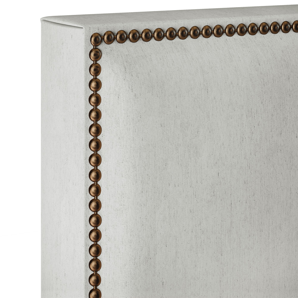 Cabeceira Cama Box Casal Com Tachas 140 cm Vicenza L02 Linho Cinza - Lyam Decor