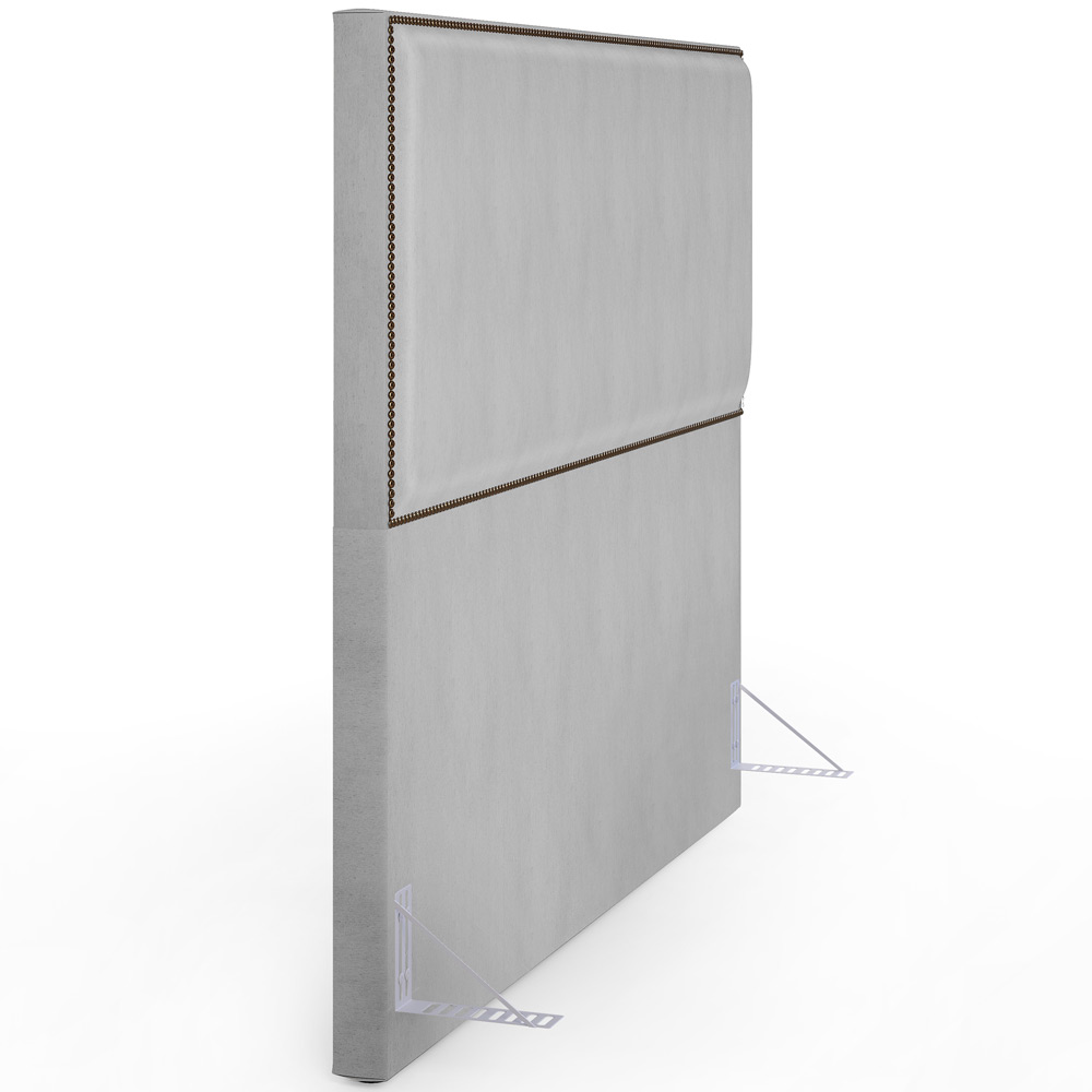 Cabeceira Cama Box Casal Com Tachas 140 cm Vicenza L02 Linho Cinza - Lyam Decor