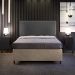 Cabeceira Cama Box Casal Com Tachas 140 cm Vicenza L02 Linho Cinza Escuro - Lyam Decor