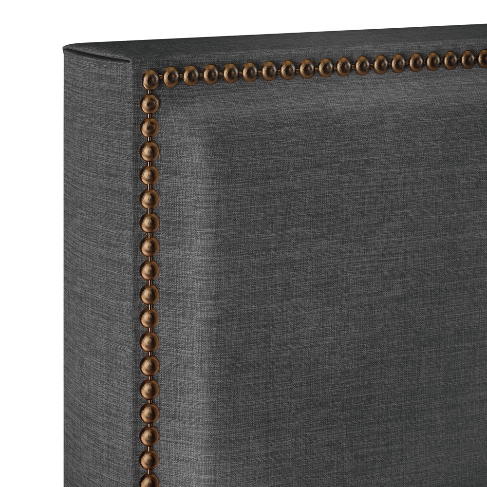 Cabeceira Cama Box Casal Com Tachas 140 cm Vicenza L02 Linho Cinza Escuro - Lyam Decor