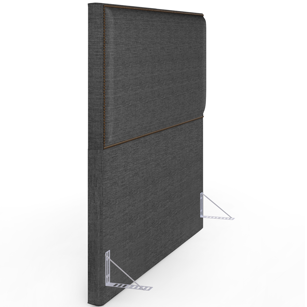 Cabeceira Cama Box Casal Com Tachas 140 cm Vicenza L02 Linho Cinza Escuro - Lyam Decor