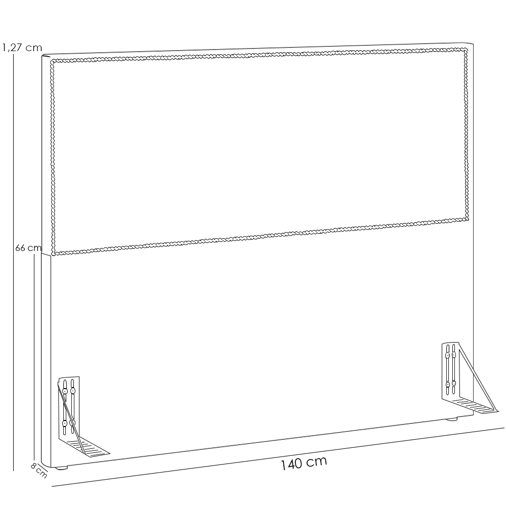 Cabeceira Cama Box Casal Com Tachas 140 cm Vicenza L02 Linho Cru - Lyam Decor