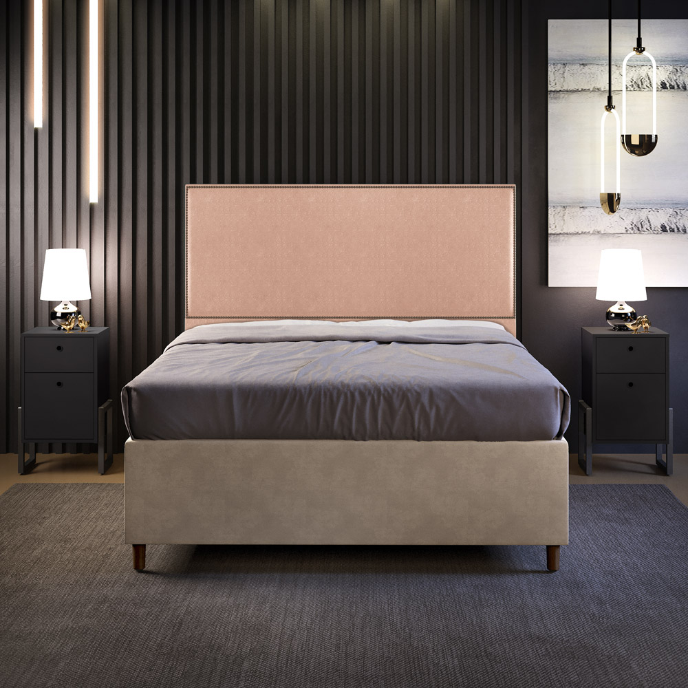 Cabeceira Cama Box Casal Com Tachas 140 cm Vicenza L02 Linho Rosê - Lyam Decor