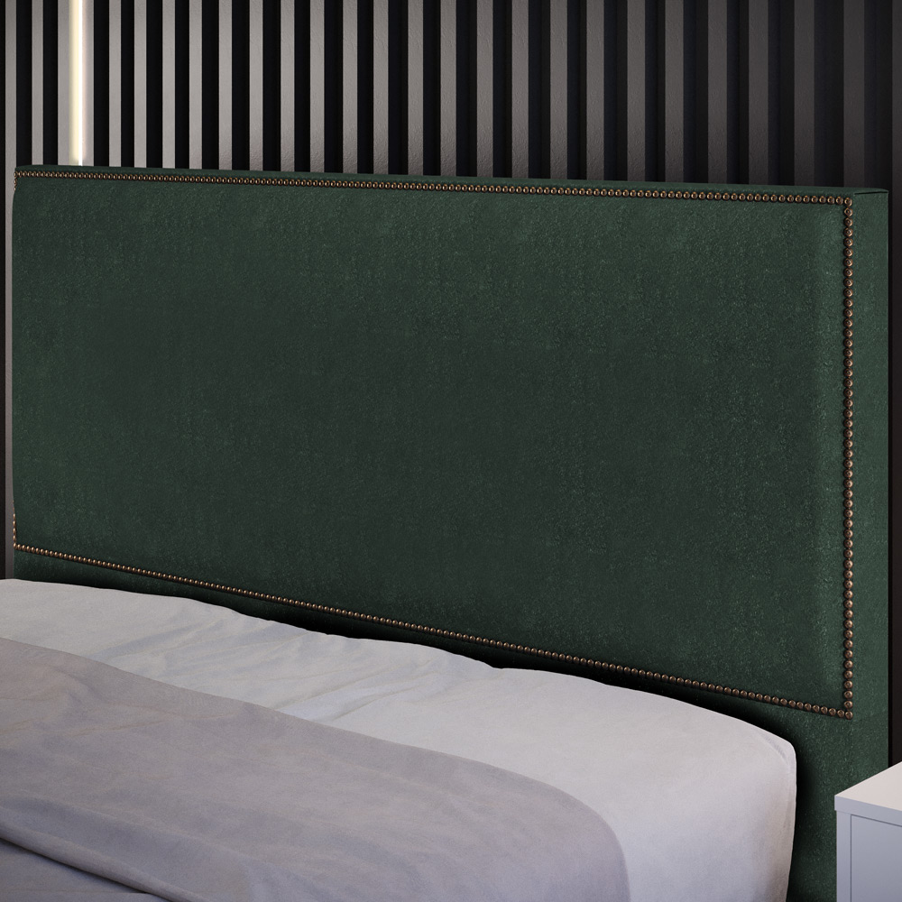 Cabeceira Cama Box Casal Com Tachas 140 cm Vicenza L02 Linho Verde Musgo - Lyam Decor