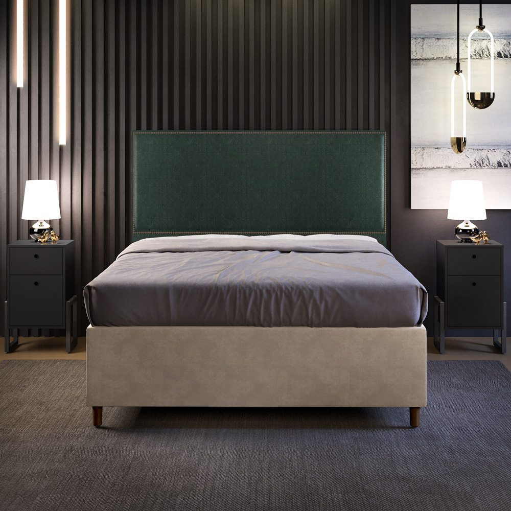 Cabeceira Cama Box Casal Com Tachas 140 cm Vicenza L02 Linho Verde Musgo - Lyam Decor
