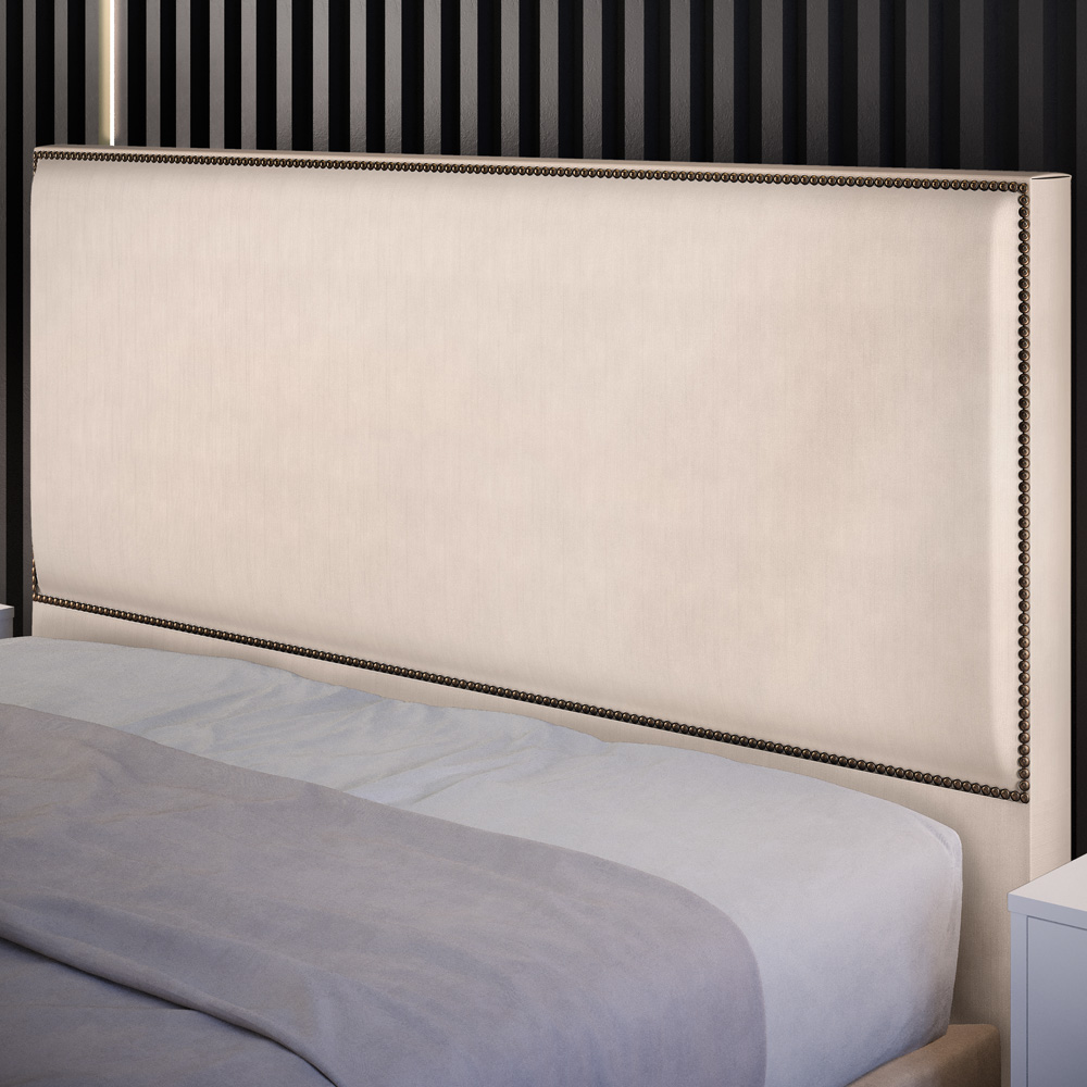 Cabeceira Cama Box Casal Com Tachas 140 cm Vicenza L02 Suede Bege - Lyam Decor