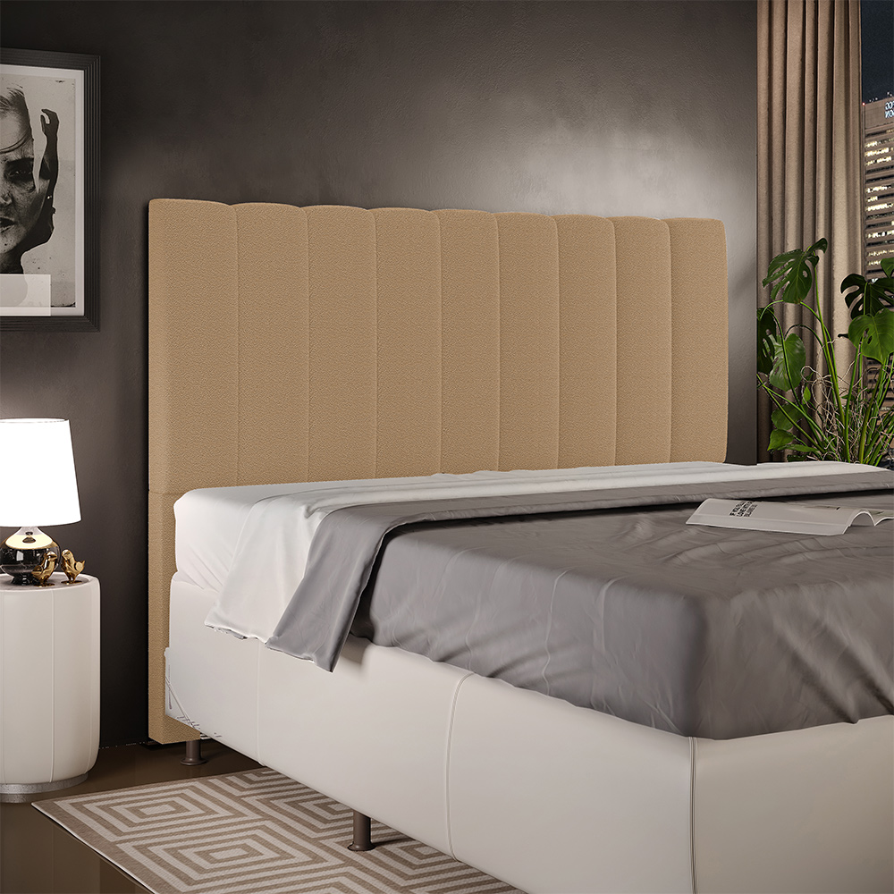 Cabeceira Cama Box Casal King 195 cm Dália W01 Bouclê Mostarda - Lyam Decor