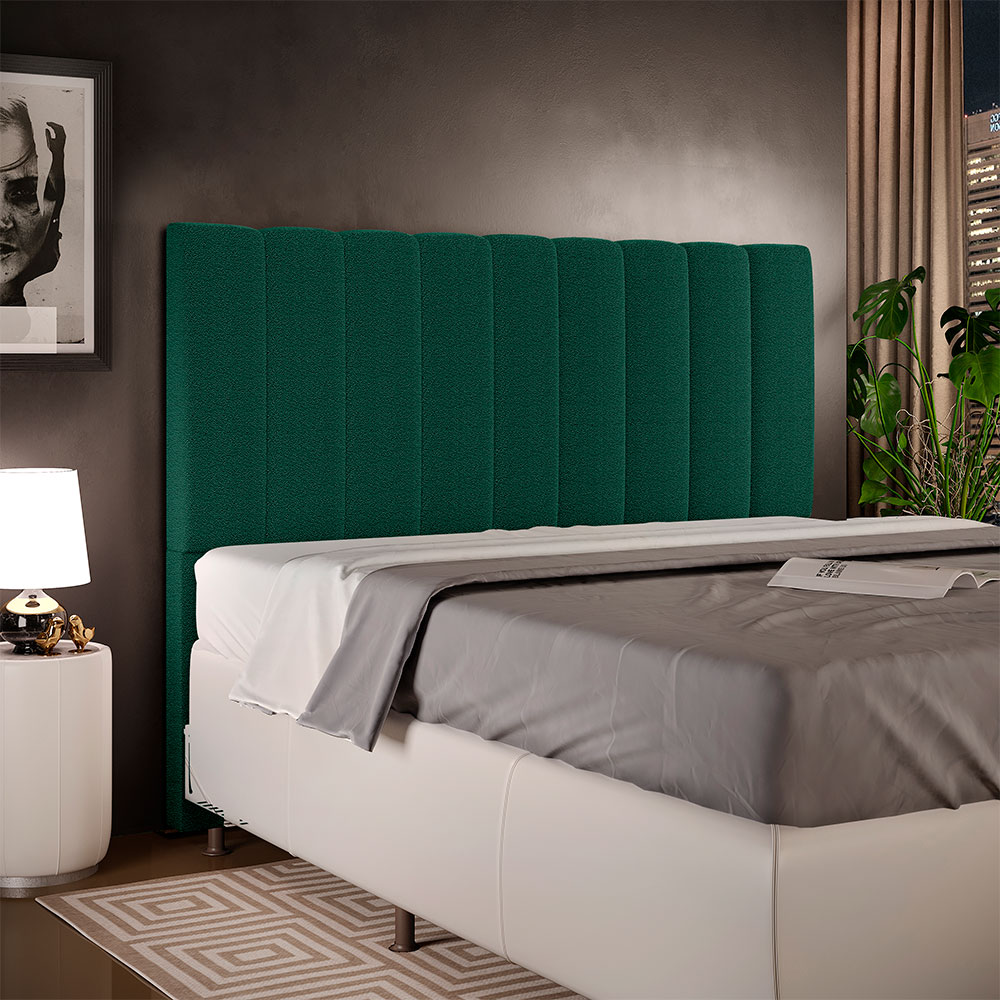 Cabeceira Cama Box Casal King 195 cm Dália W01 Bouclê Verde - Lyam Decor