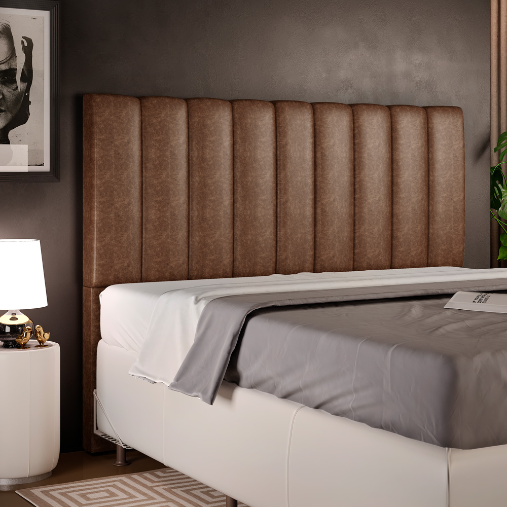 Cabeceira Cama Box Casal King 195 cm Dália W01 Courissimo Marrom - Lyam Decor