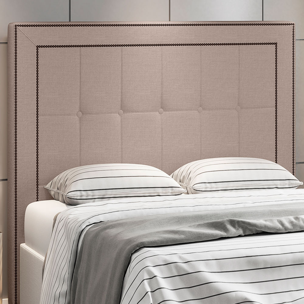 Cabeceira Cama Box Casal King 195 cm P05 Atenas Linho Bege Areia - Lyam Decor
