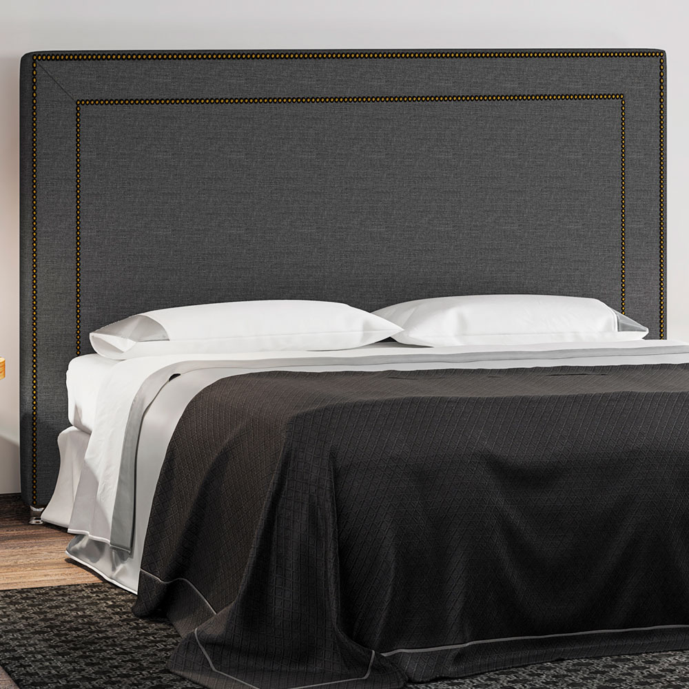 Cabeceira Cama Box Casal King 195 cm P05 Berlim Linho Cinza Escuro - Lyam Decor