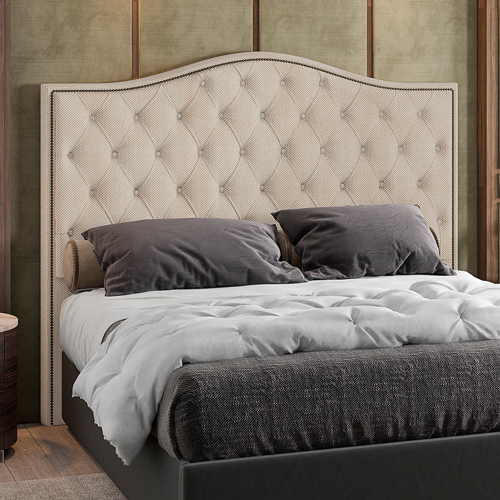 Cabeceira Cama Box Casal King 195 cm P05 Grécia Linho Creme - Lyam Decor