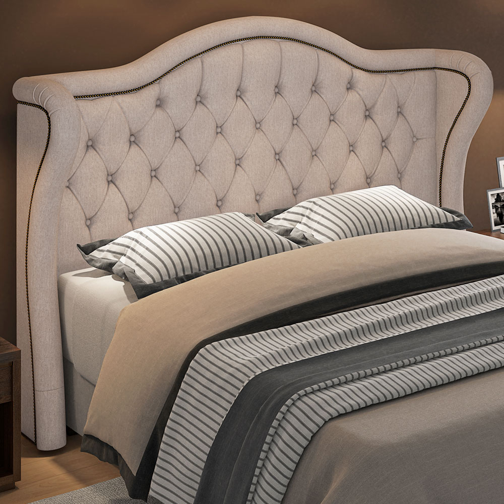 Cabeceira Cama Box Casal King 195 cm P05 Lisboa Linho Bege - Lyam Decor