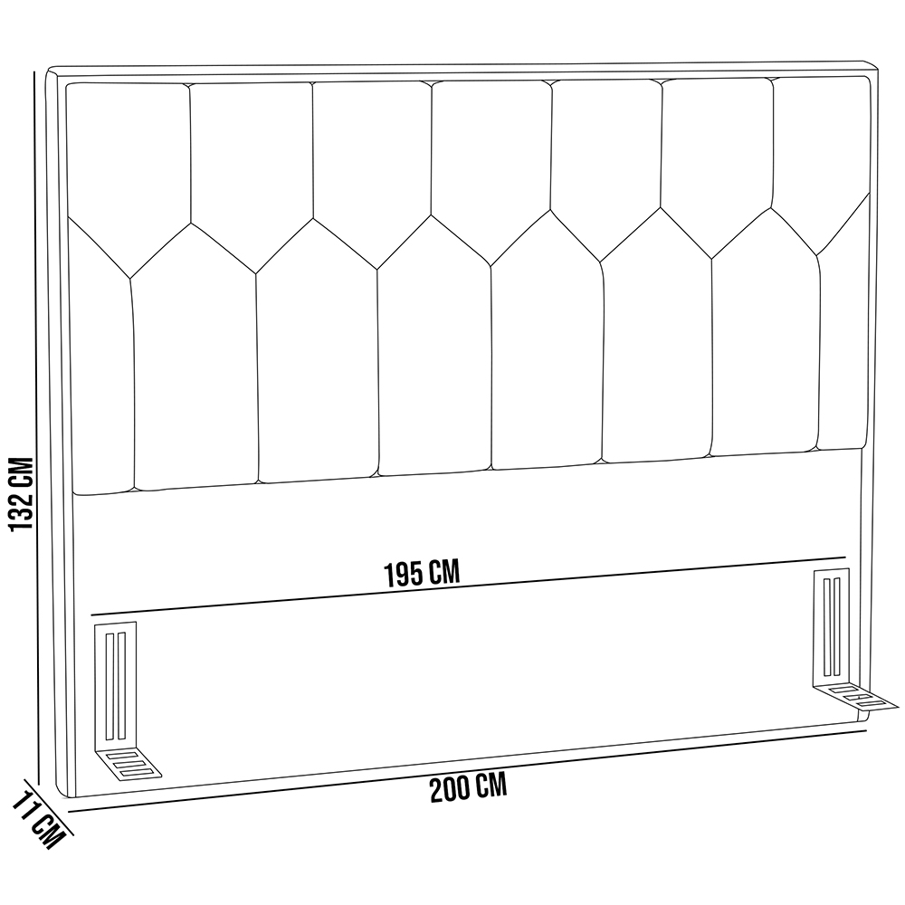 Cabeceira Cama Box Casal King 195 cm P05 Londres Linho Cinza Escuro - Lyam Decor