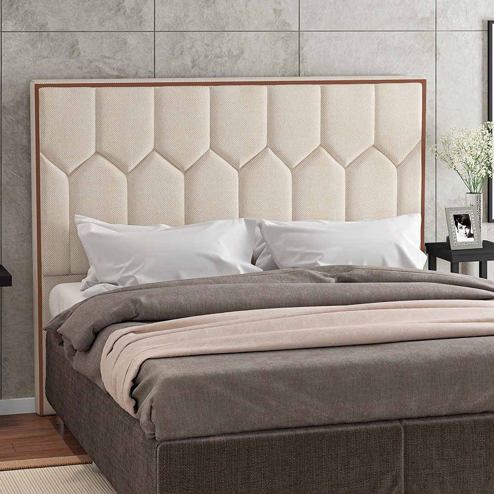 Cabeceira Cama Box Casal King 195 cm P05 Londres Linho Creme - Lyam Decor