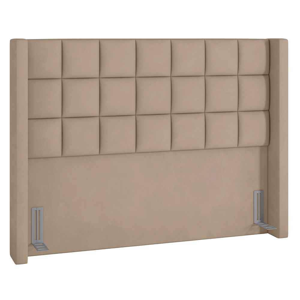 Cabeceira Cama Box Casal King 195 cm P05 Paris Veludo Bege - Lyam Decor