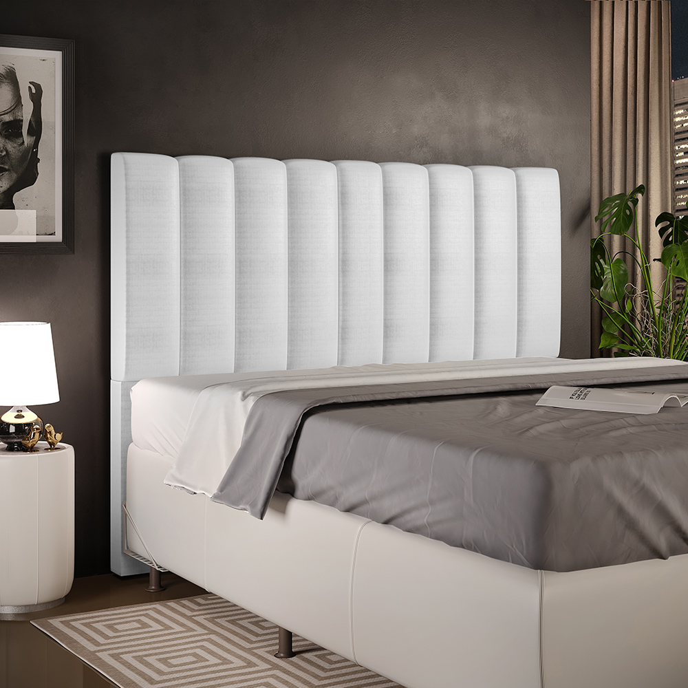 Cabeceira Cama Box Casal Queen 160 Cm Dália W01 Facto Cinza Metalizado - Lyam Decor