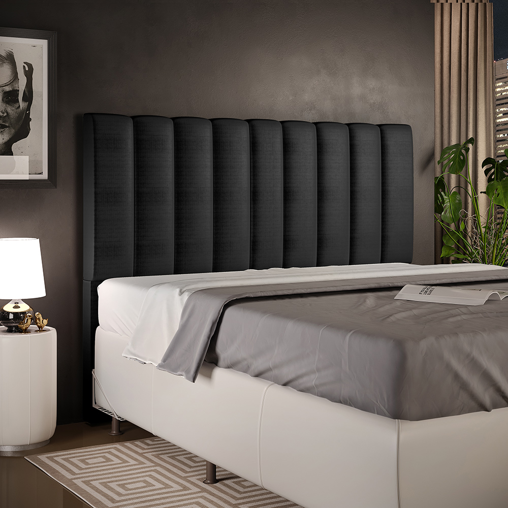 Cabeceira Cama Box Casal Queen 160 Cm Dália W01 Facto Preto Metalizado - Lyam Decor