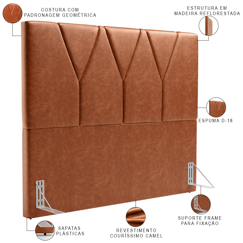 Cabeceira Cama Box Casal Queen 160 cm Aurora W01 Couríssimo Camel - Lyam Decor
