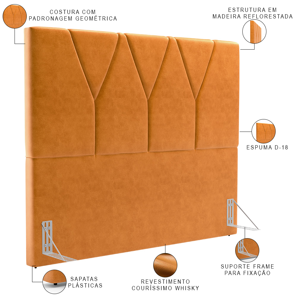 Cabeceira Cama Box Casal Queen 160 cm Aurora W01 Couríssimo Whisky - Lyam Decor