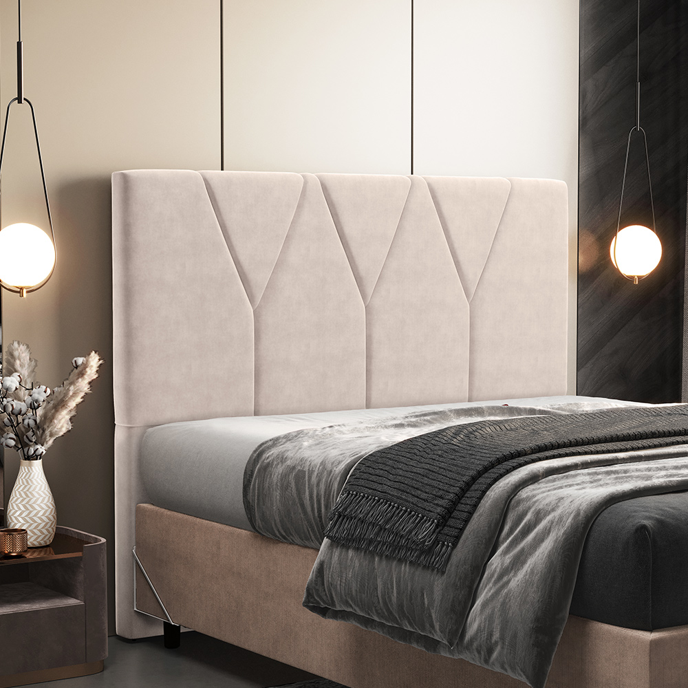 Cabeceira Cama Box Casal Queen 160 cm Aurora W01 Suede Bege - Lyam Decor
