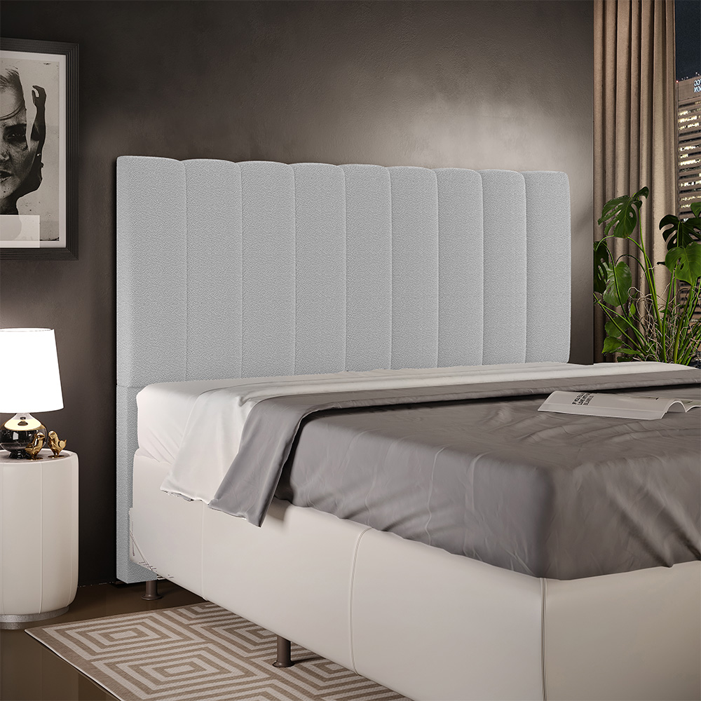 Cabeceira Cama Box Casal Queen 160 cm Dália W01 Bouclê Cinza - Lyam Decor