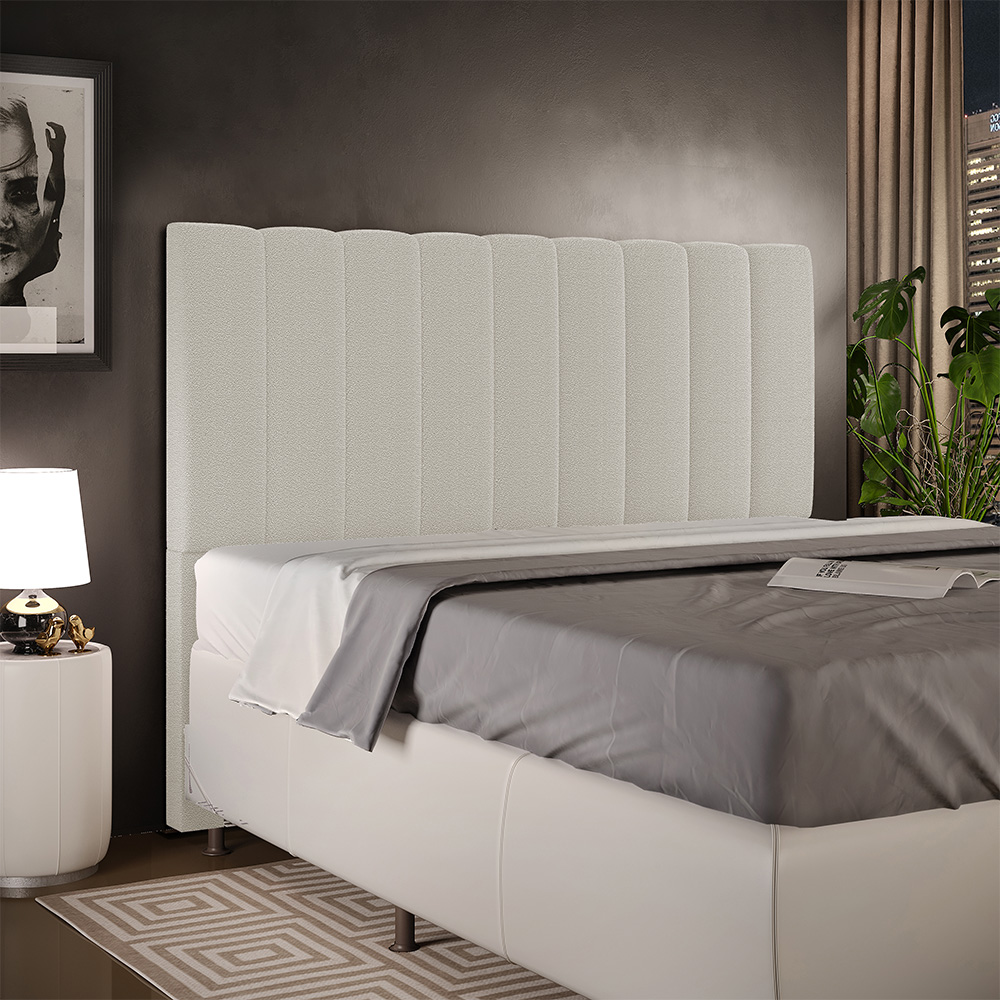 Cabeceira Cama Box Casal Queen 160 cm Dália W01 Bouclê Creme - Lyam Decor