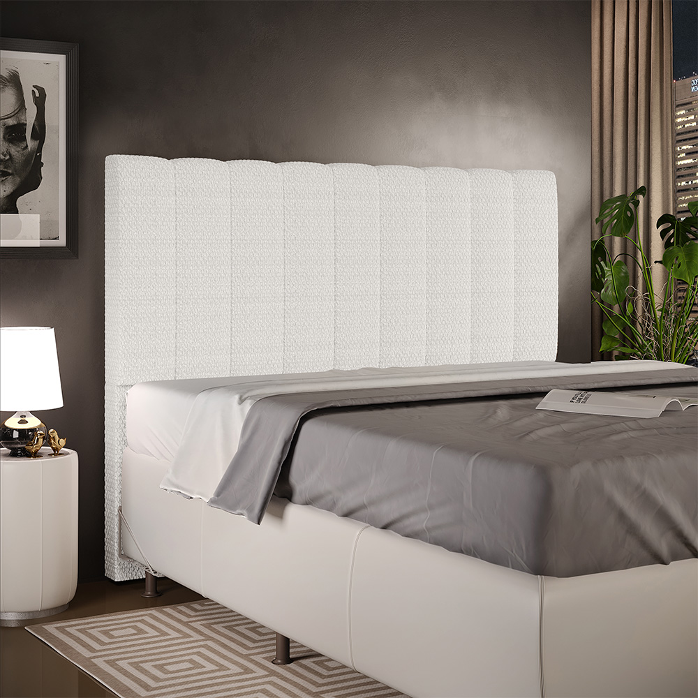Cabeceira Cama Box Casal Queen 160 cm Dália W01 Bouclê Cru - Lyam Decor