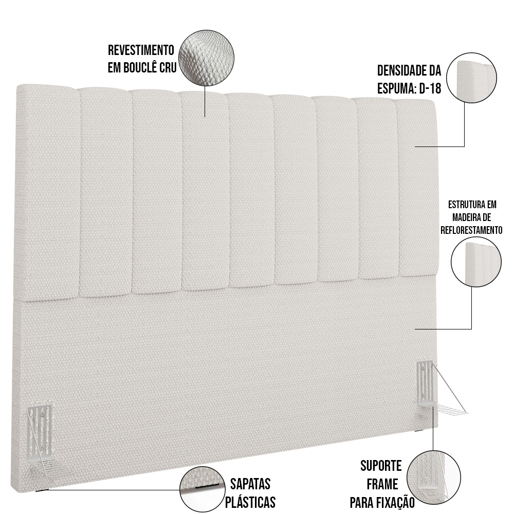 Cabeceira Cama Box Casal Queen 160 cm Dália W01 Bouclê Cru - Lyam Decor