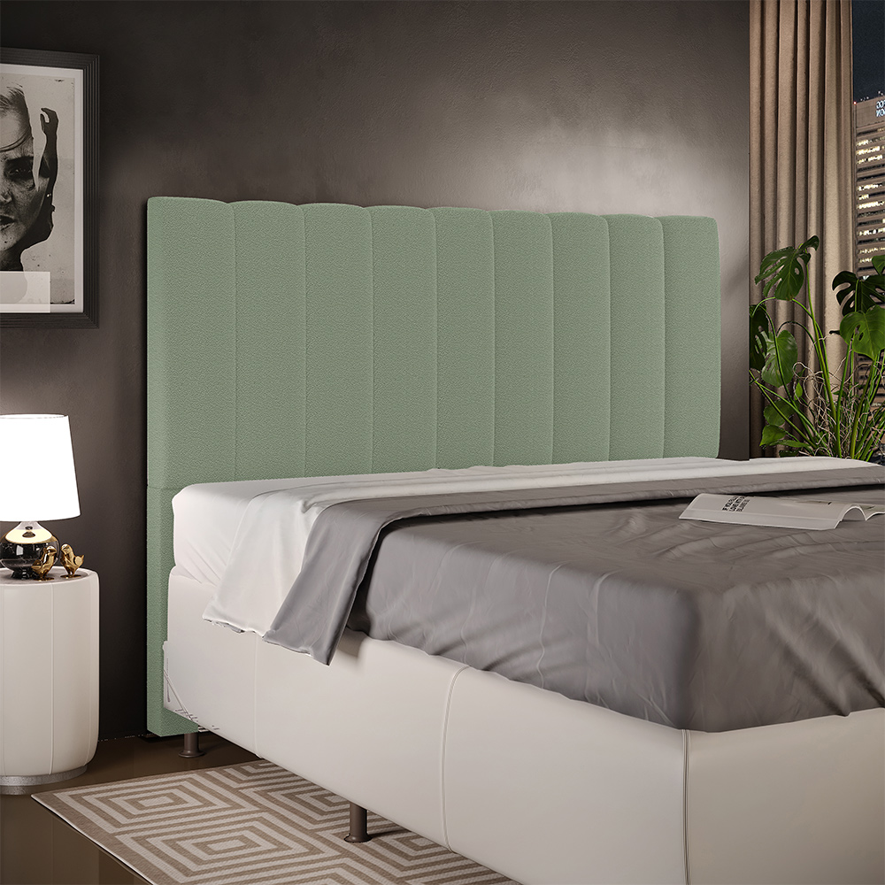 Cabeceira Cama Box Casal Queen 160 cm Dália W01 Bouclê Oliva - Lyam Decor
