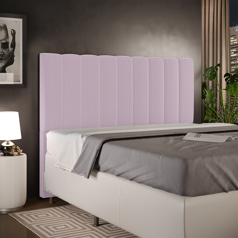 Cabeceira Cama Box Casal Queen 160 cm Dália W01 Bouclê Rosê - Lyam Decor