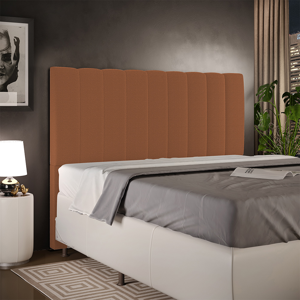 Cabeceira Cama Box Casal Queen 160 cm Dália W01 Bouclê Terracota - Lyam Decor