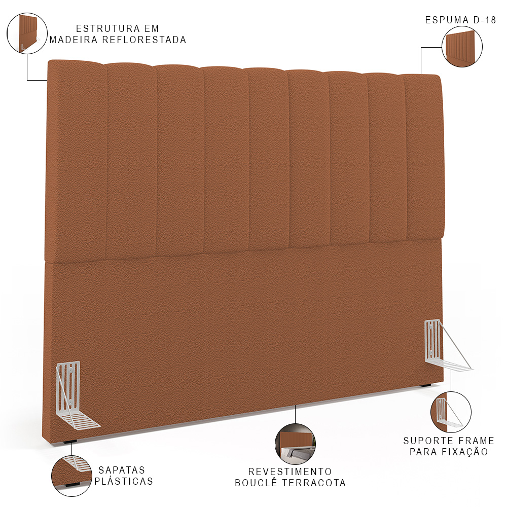 Cabeceira Cama Box Casal Queen 160 cm Dália W01 Bouclê Terracota - Lyam Decor